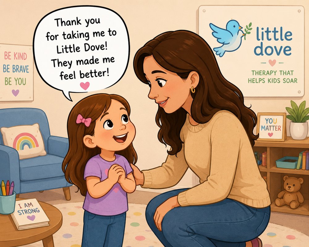 A girl and her mom at Little Dove